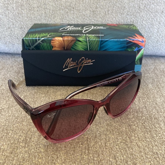 Maui Jim Accessories - NIB Maui Jim Lotus Raspberry Fade Polarized Cat Eye Sunglasses